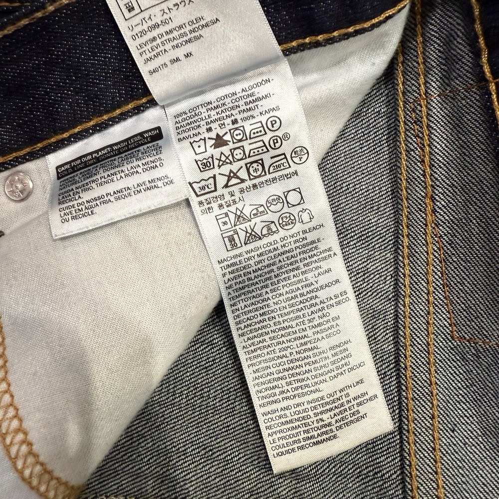 Levis 505 Denim Blue Jeans Mens 36x30 Casual Dark Wash Straight Leg - Picture 7 of 8